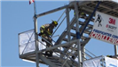 Firefighter Racing Back down the Stairs of the Challenge Tower