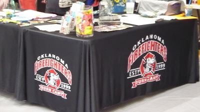 Oklahoma Firefighters Burn Camp Booth